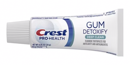 Crest? PRO-HEALTH Gum Detoxify Toothpaste, 0.85 oz Tube, 72/cs (Old # , 80742357, 80357585) (replaces PROC-80742357 & PROC-80768504)