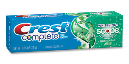 P&G - Crest Complete Toothpaste, Whitening with Scope, .85 oz, 36/cs