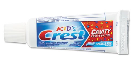 P&G - Crest Sparkle Kids Toothpaste, Professional Trial Size Unboxed, 0.85 oz, 72/bx