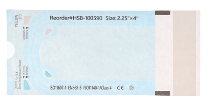 HSB - 2.25"?x?4" - Paper/Blue Film Self-Sealing Sterilization Pouch, Bulk Pack 500/Bx