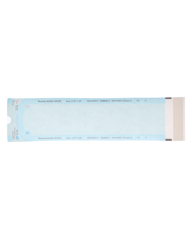 HSB - 2.75"?x?10" - Paper/Blue Film Self-Sealing Sterilization Pouch, Bulk Pack 500/Bx