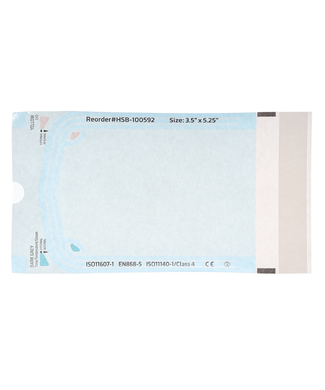 HSB - 3.50"?x?5.25" - Paper/Blue Film Self-Sealing Sterilization Pouch, Bulk Pack 500/Bx