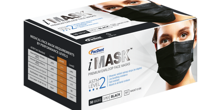 Pac-Dent - iMask Premium Ear-Loop Masks ASTM Level 2, Black 50/Box