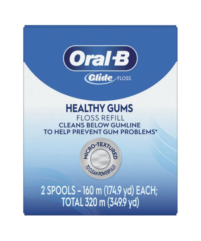 Oral-B Glide Healthy Gums Floss 160M Refill unflavored, 2 count (replaces PROC-80303244)