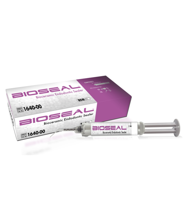 Bioseal Bioceramic Endodontic Sealer, 10 gm Auto Mix Syringe, 15 Angled Endo Tips, 1640-00