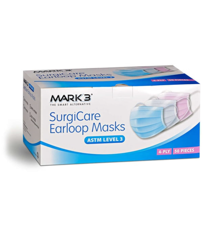 Mark3 - Surgicare Earloop Face Masks Astm Level 3 Blue 50/box