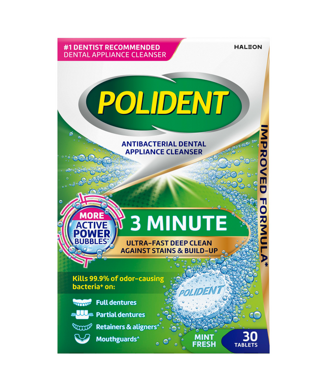 Polident 3-Minute Denture Cleanser Tabs 1 x 30  (Replaces GLA-05306)