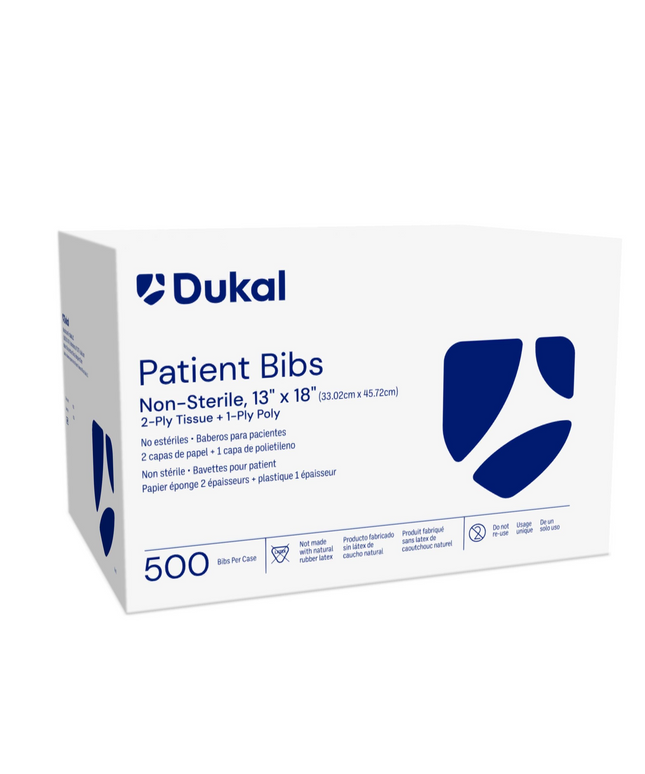 Dukal - Black Patient Bibs, Case of 500