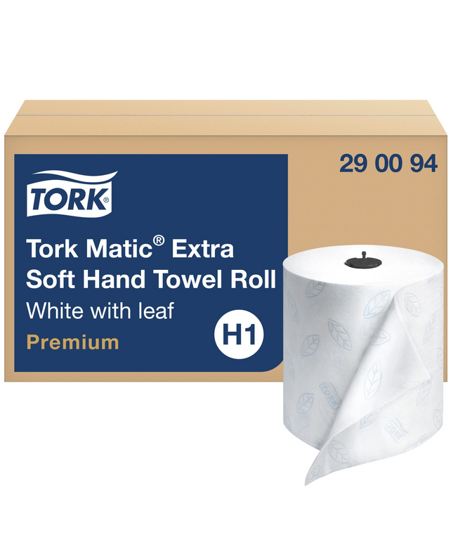 ESSITY Tork Hand Towel Roll, Premium, White, 2-Ply, Embossed, H1, 6 rl/cs