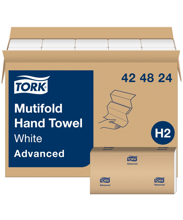 Tork Hand Towel, Multifold, Advanced, White, 1-Ply, case of 4000