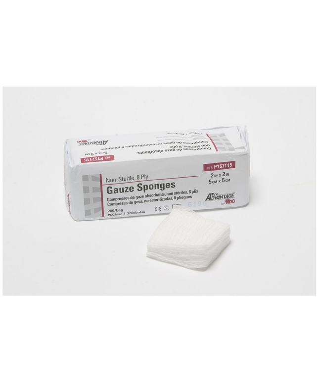 ProAdvantage - Gauze Sponge, 2''x 2'', 8-Ply, Non-Sterile, 200/sleeve, 25 slv/cs