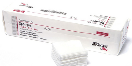ProAdvantage - 2' x 2' 4 Ply Non-Sterile, Non-Woven Gauze Sponge, case of 4000