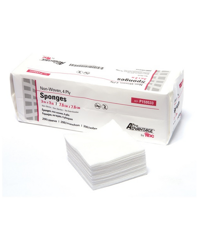 ProAdvantage - Non-Woven 3x3 Sponges, 4ply, case of 4000