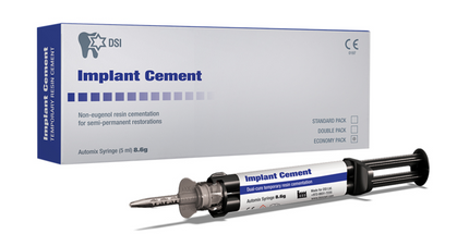 DSI - Implant Cement 8.6G 5Ml Automix syr & 10 Tips. Temporary Dual-Cure Eugenol-Free