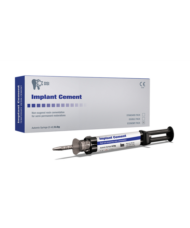 DSI - Implant Cement 8.6G 5Ml Automix syr & 10 Tips. Temporary Dual-Cure Eugenol-Free