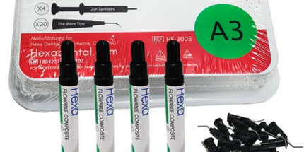 Hygedent - Hexa Flowable Composite A3 4 X 2 Gm syrs & 20 Bent Tips. Light Cure Low Viscosity