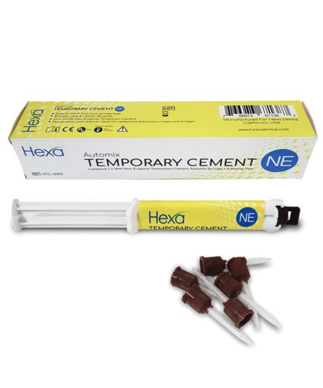 Hygedent - Hexa Non Eugenol Temporary Cement 10 Ml Automix syr With 6 Mixing Tips. Zinc Oxide Ideal