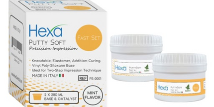 Hygedent - Hexa Vps Putty Soft Fast Set Mint 290 Ml Each Base & Catalyst. Precision Impression