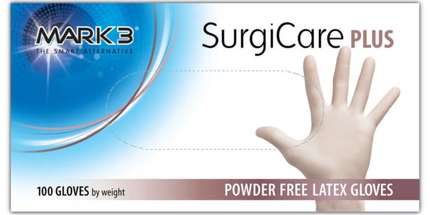 Mark3 - Surgicare Plus White Powder-Free Latex Exam Gloves Large 100/box