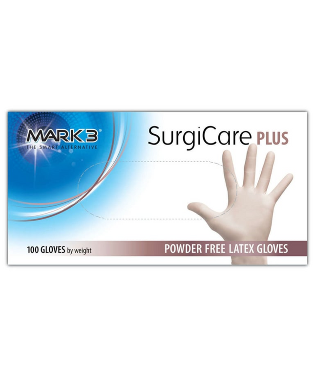 Mark3 - Surgicare Plus White Powder-Free Latex Exam Gloves Large 100/box