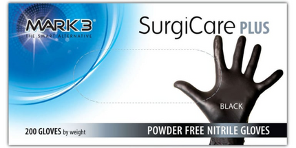 Mark3 - Surgicare Plus Black Powder-Free Nitrile Exam Gloves Medium 200/box