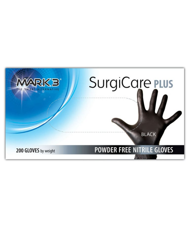 Mark3 - Surgicare Plus Black Powder-Free Nitrile Exam Gloves Medium 200/box