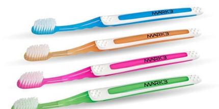 Mark3 Premium Sensitive Compact Head Adult Toothbrush 32-Tuft Assorted 72/box Colors: Blue