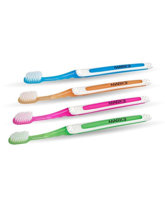 Mark3 Premium Sensitive Compact Head Adult Toothbrush 32-Tuft Assorted 72/box Colors: Blue