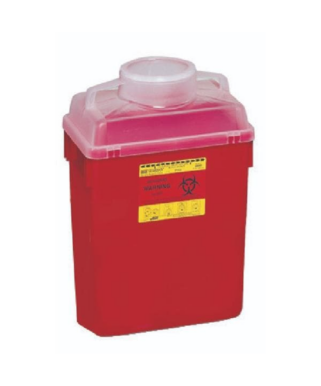 Sharps Collector, 6 Gal, Open, Clear Top, Large Open Cap