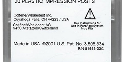 Coltene - Parapost Plastic Impression Posts (.045''/1.14Mm), 20 Pcs