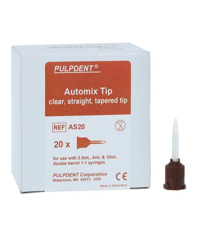 Pulpdent Activa Automix Tips, Clear, Straight, Tapered, 20/Pk