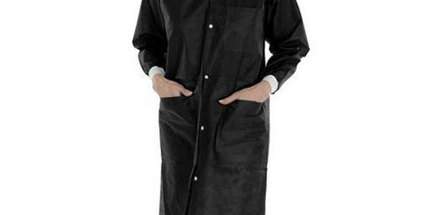 ValuMax - Extra-Safe Lab Coats Black Medium 10Pk