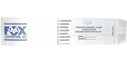 Fox Self Seal 2.5 x 1.5 x 10.5 autoclave bags, case of 1000