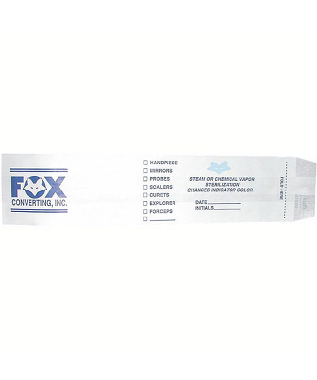 Fox Self Seal 2.5 x 1.5 x 10.5 autoclave bags, case of 1000