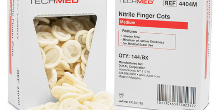 Dukal - Nitrile Finger Cots, Size Medium, Latex-Free and Powder Free, Box of 144.