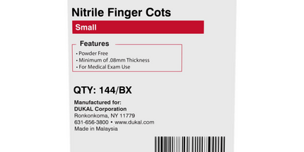 Dukal - Nitrile Finger Cots, Small, Box of 144