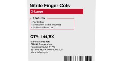 Dukal - Tech Med Nitrile Finger Cots, X-Large, Box of 144