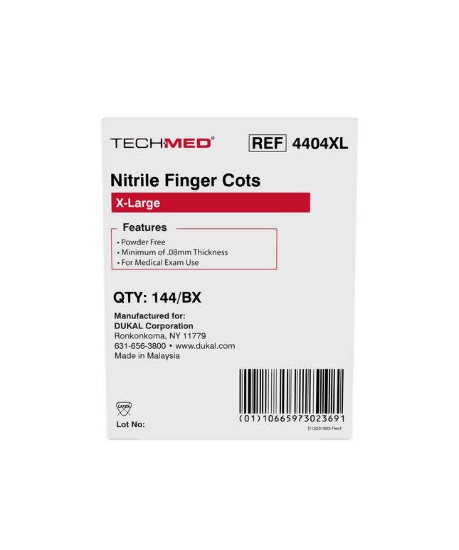 Dukal - Tech Med Nitrile Finger Cots, X-Large, Box of 144