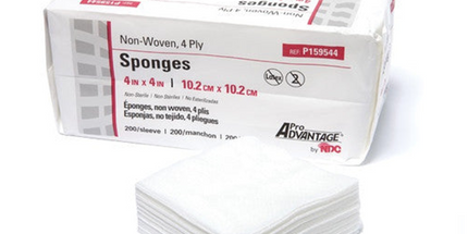 ProAdvantage - Non-Woven 4' x 4' Sponges 4ply, 200/Pk