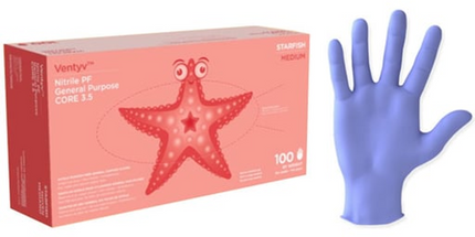 Venty-V Core 3.5 Lavender Blue Nitrile Medium Gloves, box of 100