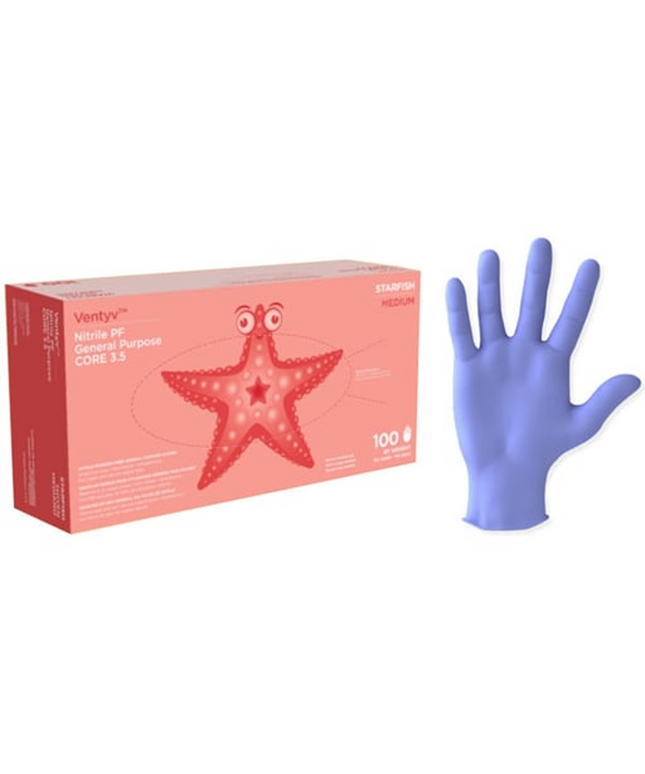 Venty-V Core 3.5 Lavender Blue Nitrile Medium Gloves, box of 100