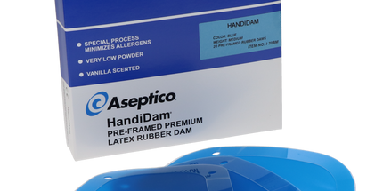 Handidam Pre-Framed Latex Rubber Dam Blue Medium. Package Of 100 Dams.