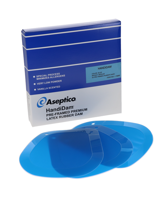 Handidam Pre-Framed Latex Rubber Dam Blue Medium. Package Of 100 Dams.