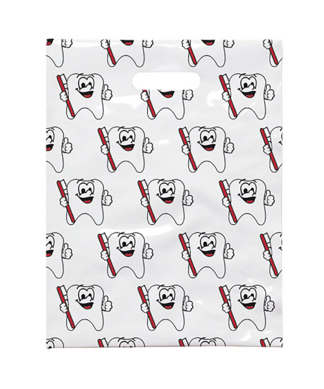 Practicon - Tote Scatter Print Patient Bags 8" W X 10" H 100/pack Have All Over Dental-Themed