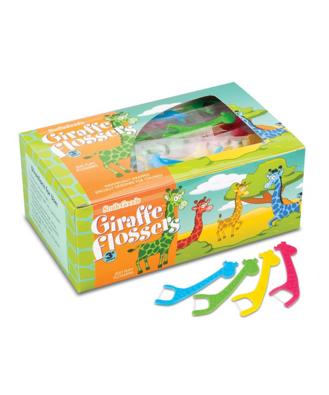 Practicon - Smilegoods Giraffe Flossers Assorted Bright Colors 2-7/8" Long 200/box Designed For Children Age