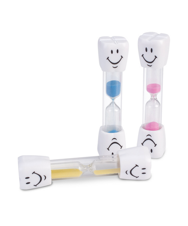 Practicon - 2-Minute Happy Molar Sand Timers 40/box With Assorted Sand Colors. 4" Tall. Are