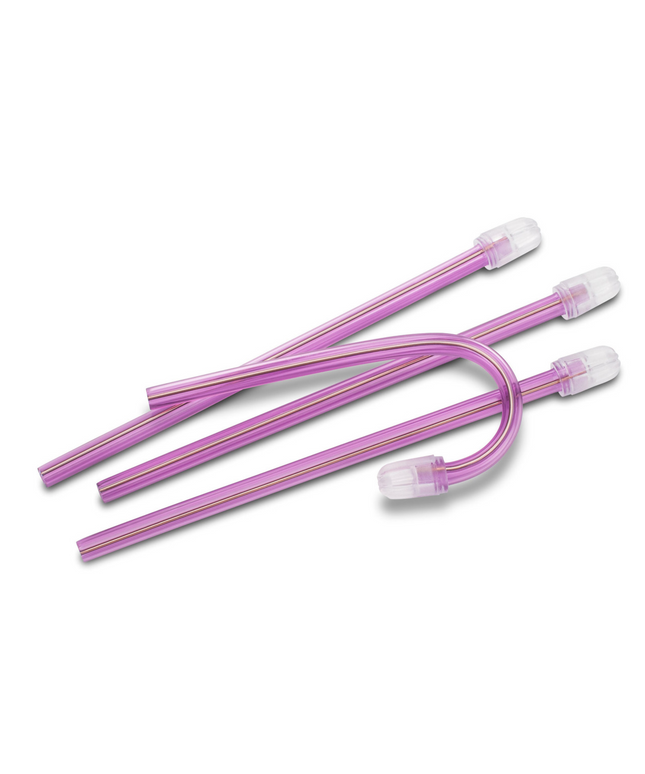 Practicon - Colorflex Total-Comfort Soft Tip Aspirators Purple W/clear End 100/bag. Patented Comfort