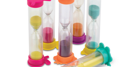 Practicon - 2-Minute Animal Sand Timers 50/pack With Assorted Sand Colors. 3-1/2" Tall. Fun Friendly