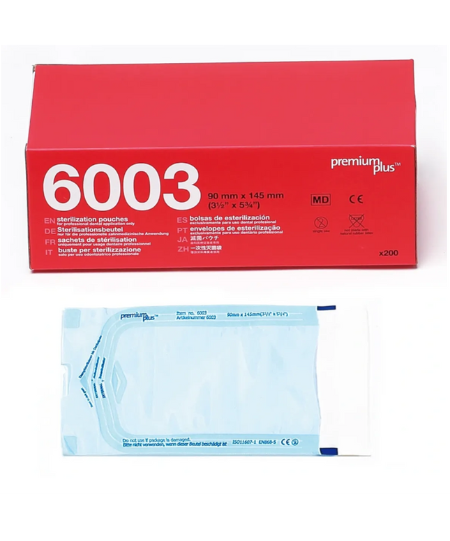 Premium Plus - Sterilization Pouches 3.5" x 5.75", 200 pcs/box <SPECIAL PRICE>