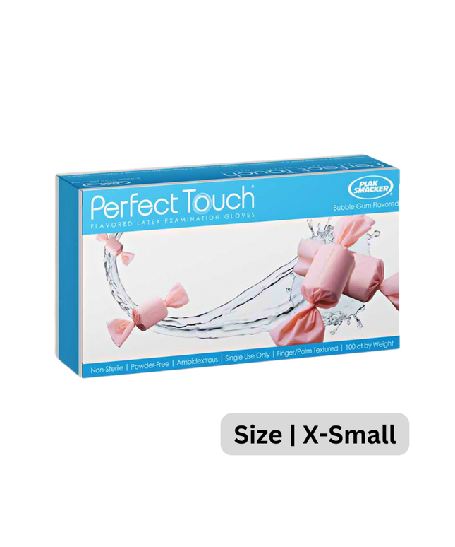 Plak Smacker - Bubble Gum Flavored Powder-Free Latex Gloves - X-Small (100 Ct)